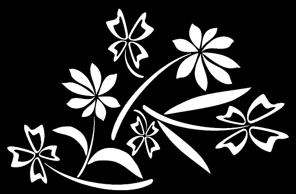 Rozfoukané květiny Ozdobný dekorační prvek na pietní desku III-14