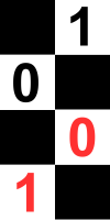 🥉<br>Nad hladinou černé, <br>pod hladinou černé čtení <br>a červená čísla pod hladinou