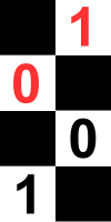 Nad hladinou černé čtení <br>a červená čísla, <br>černé pod hladinou